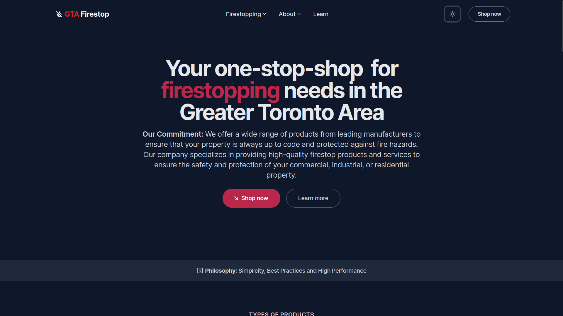 A picture of the GTA firestop website